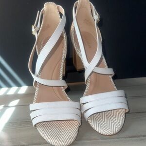 Cole Haan White and‎ Tan Strappy Sandals